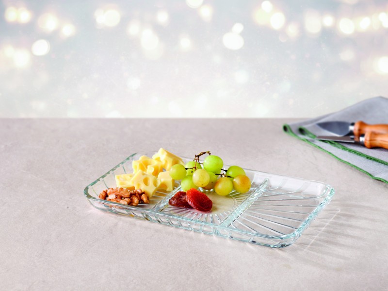 Elegant Divided Rectangle Plate 28x16.5cm - Pasabahce