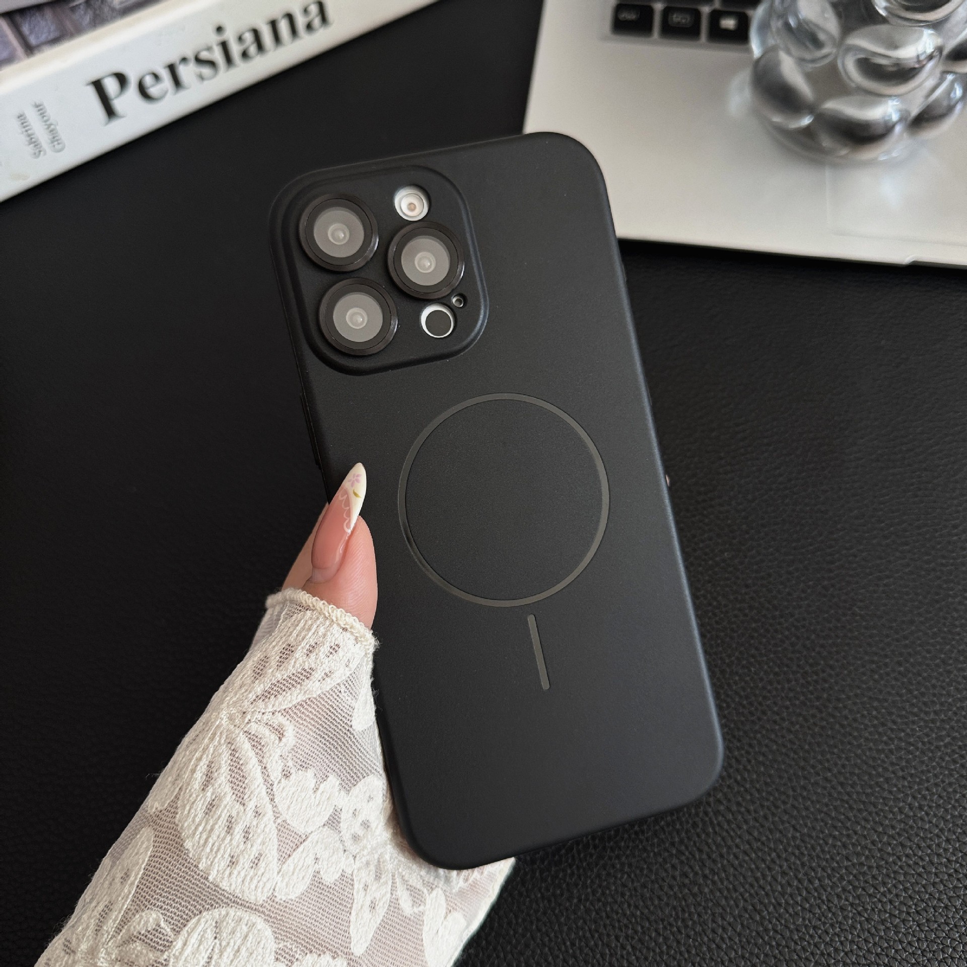 Solid Color Liquid Silicone Magnetic Phone Case