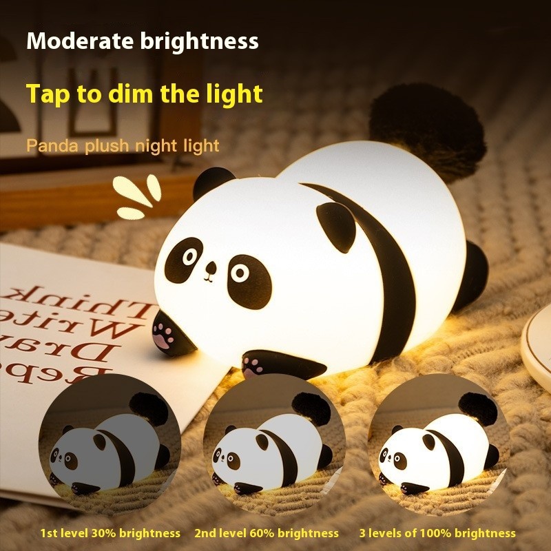 Cute Desktop Ornament Plush Panda Night Light