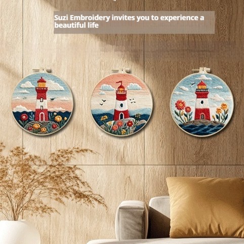 Sea Lighthouse Diy Embroidery Handmade Cloth Art Material Kit Kit