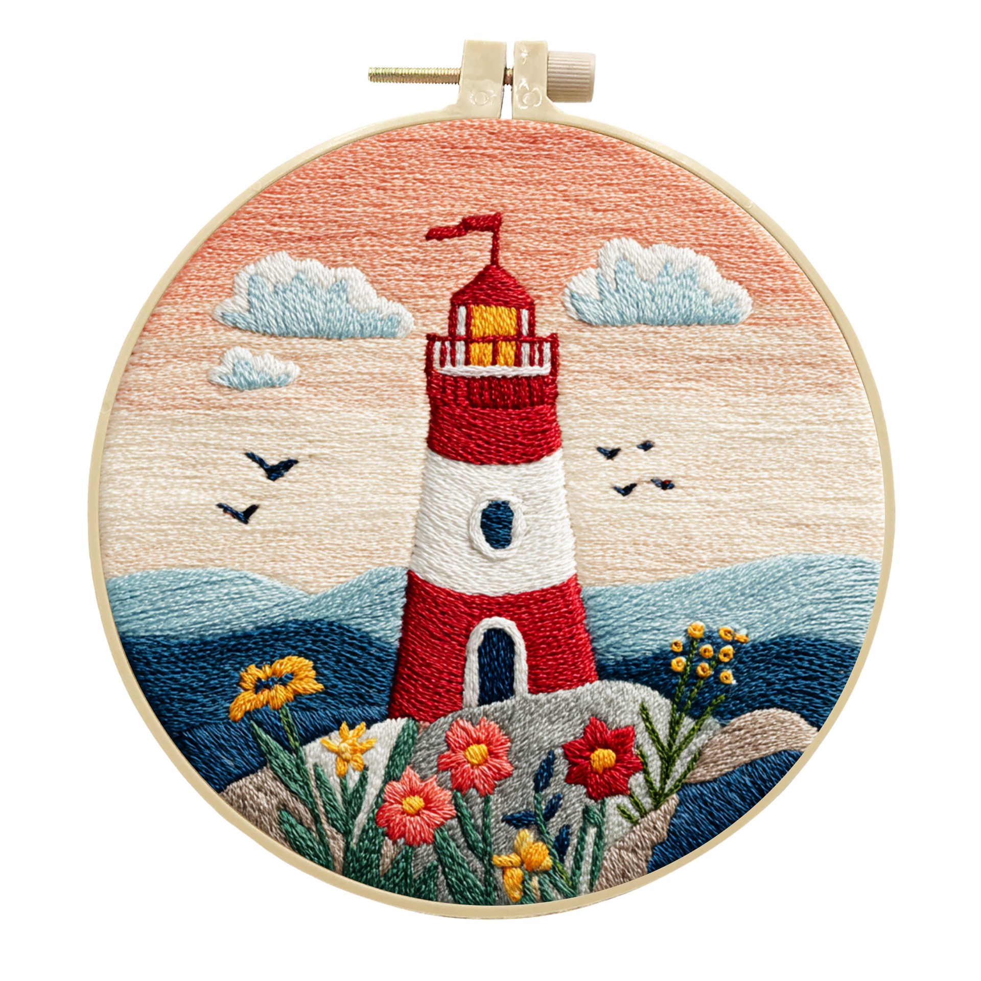 Sea Lighthouse Diy Embroidery Handmade Cloth Art Material Kit Kit