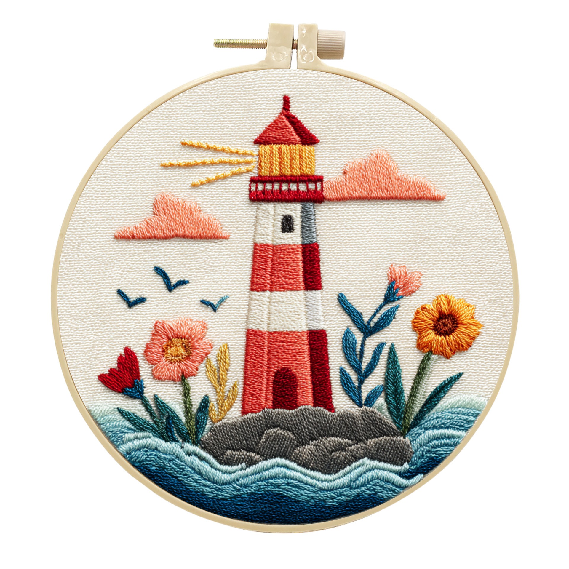 Sea Lighthouse Diy Embroidery Handmade Cloth Art Material Kit Kit
