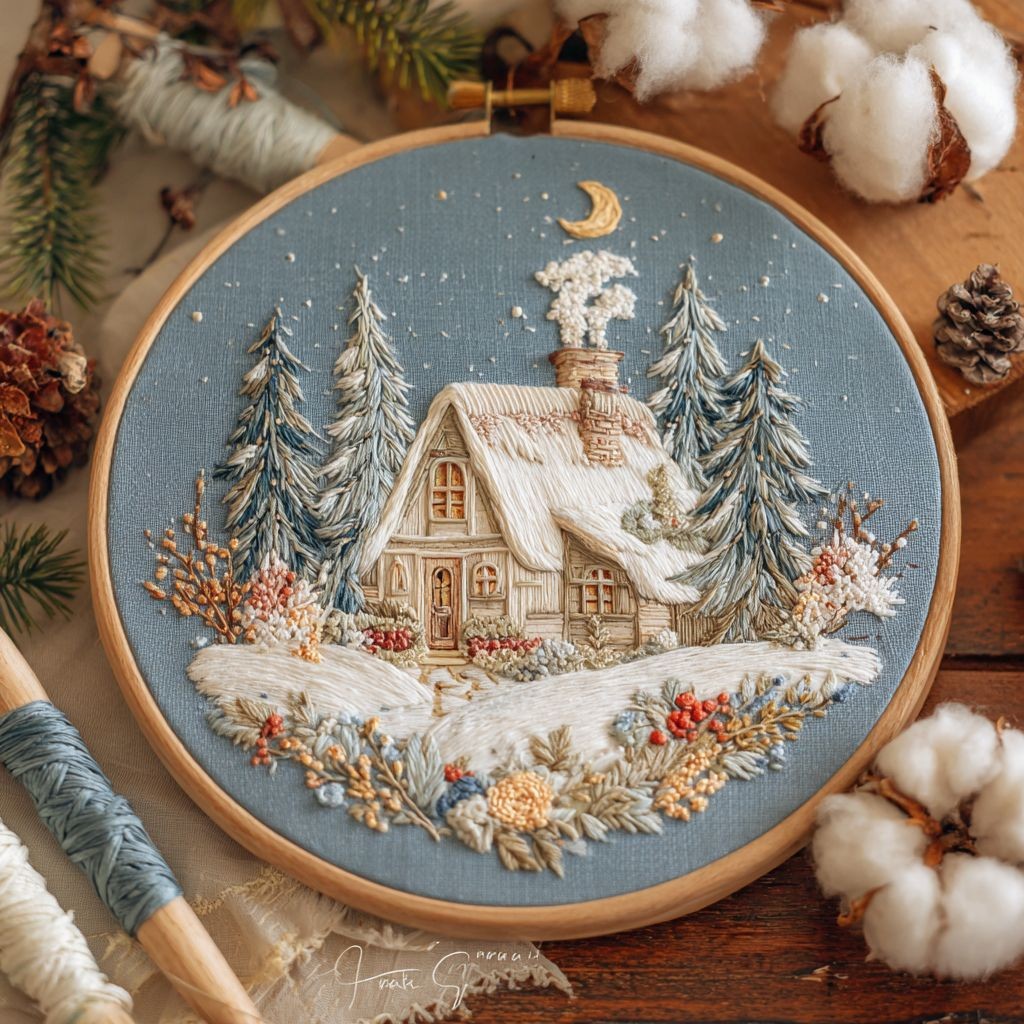 Blue Snow House Christmas Kit Material Package