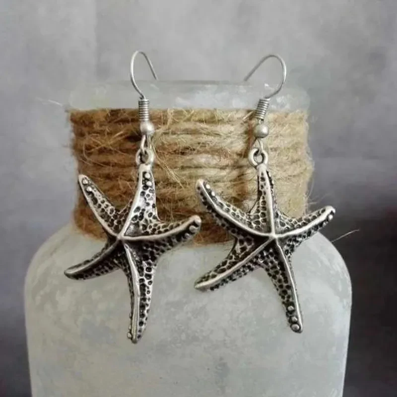 Simple Starfish Shape Drop Earrings Alloy