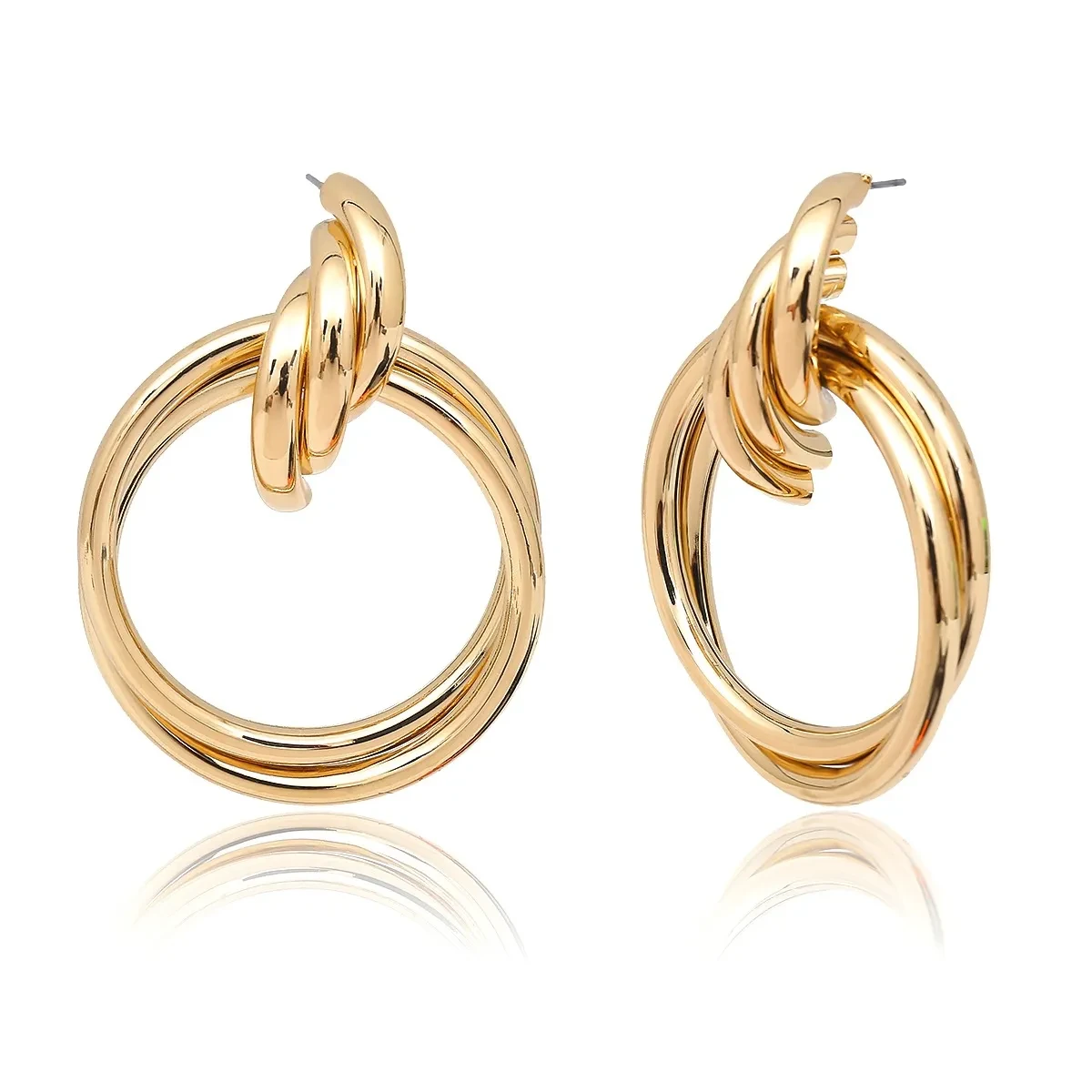 Oversized Hollow Round Alloy Drop Earrings For Women