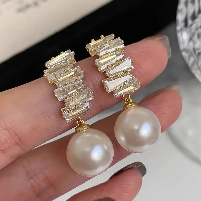 Refined Zircon Pearl High-end Elegant Vintage Earrings
