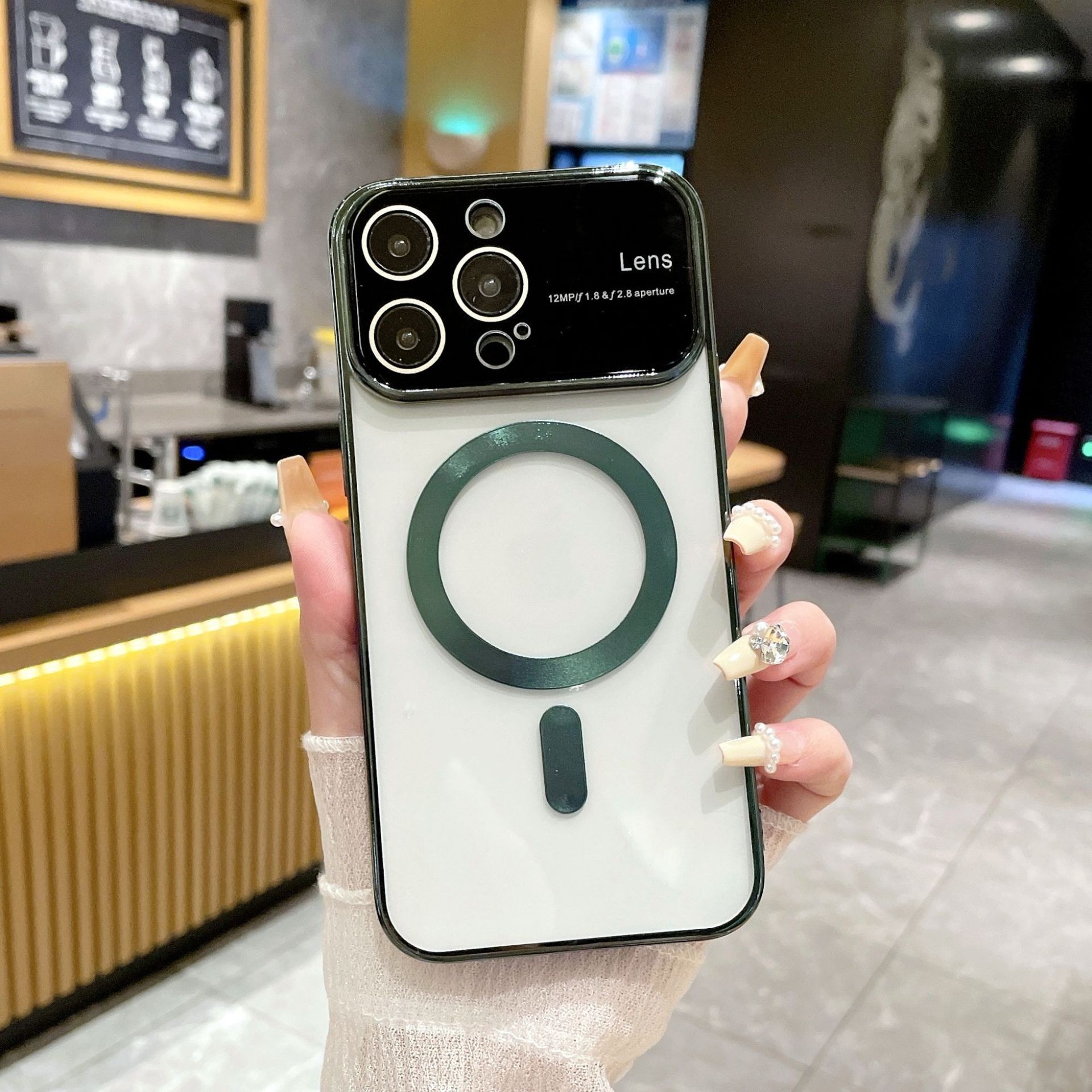 Phone Case Large Window Electroplating Magnetic Transparent All-inclusive Protective Cover