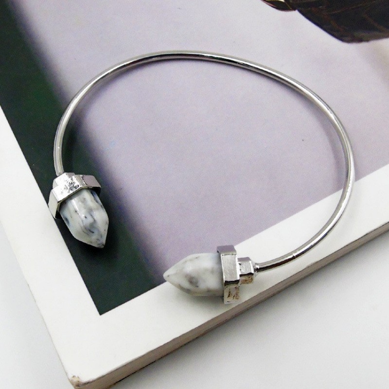 Fashion Simple Bullet Marbling Turquoise Open-ended Bracelet