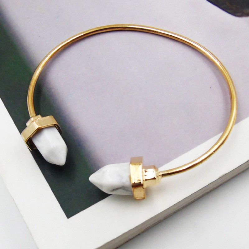 Fashion Simple Bullet Marbling Turquoise Open-ended Bracelet