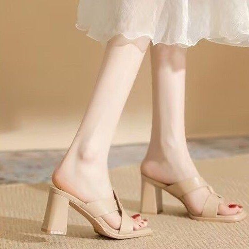 Summer Fashion Open Toe Chunky Heel High Heel Sandals For Women