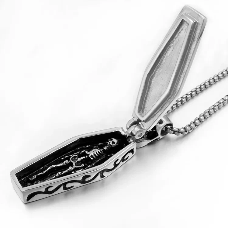 Openable Titanium Steel Official Fortune Skull Pendant