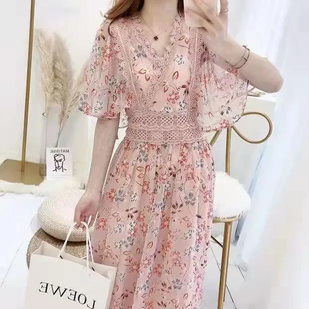 Floral Chiffon Midi Dress