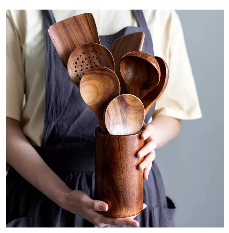 Wooden Non-stick Pan Kitchenware Wooden Turner Long Handle Spatula Kitchen Tools