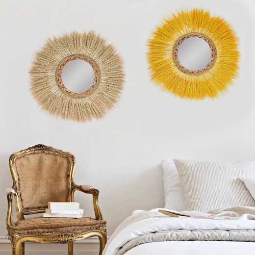 Wall Decoration Rattan Mirror Homestay Wall Mural Pendant