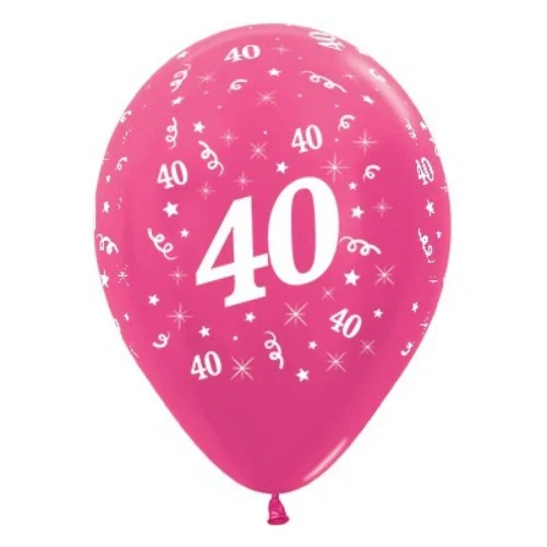 Balloons Age 40 Fuchsia Metallic Pearl - Pack of 25
