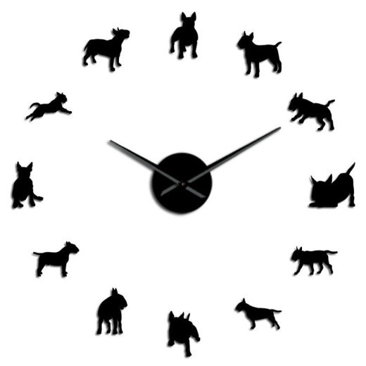 Wall Cow-head Terrier Wall Clock Pet Shop Decoration