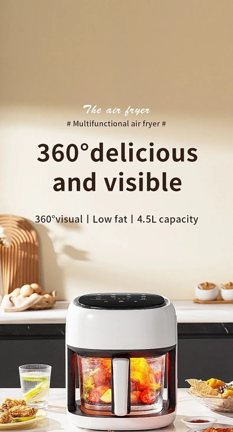 Smart Electric Air Fryer Large Capacity Convection Oven Deep Fryer Without Oil Kitchen Baking Viewable Window Home Applianc