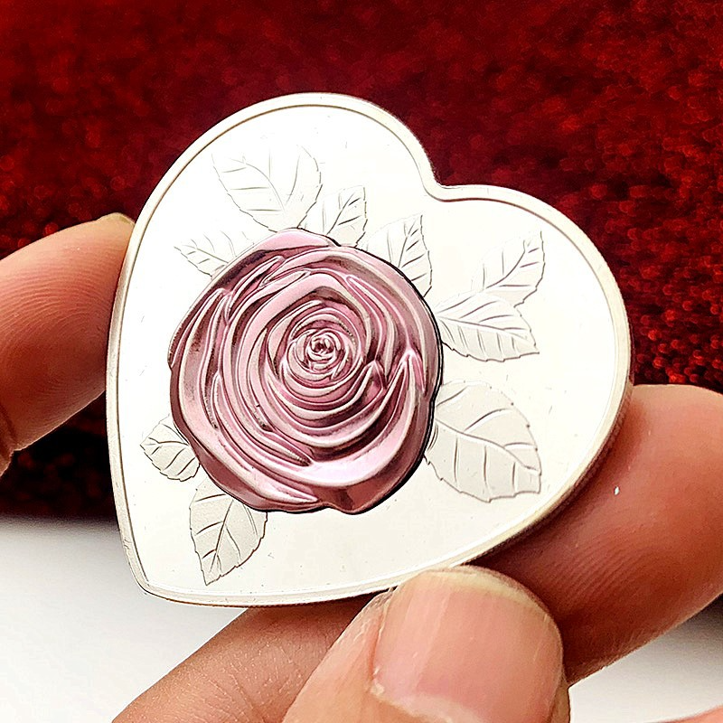 Fashion Rose Embossed Silver Medallion