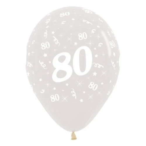 Balloons Age 80 Jewel Crystal Clear - Pack of 25