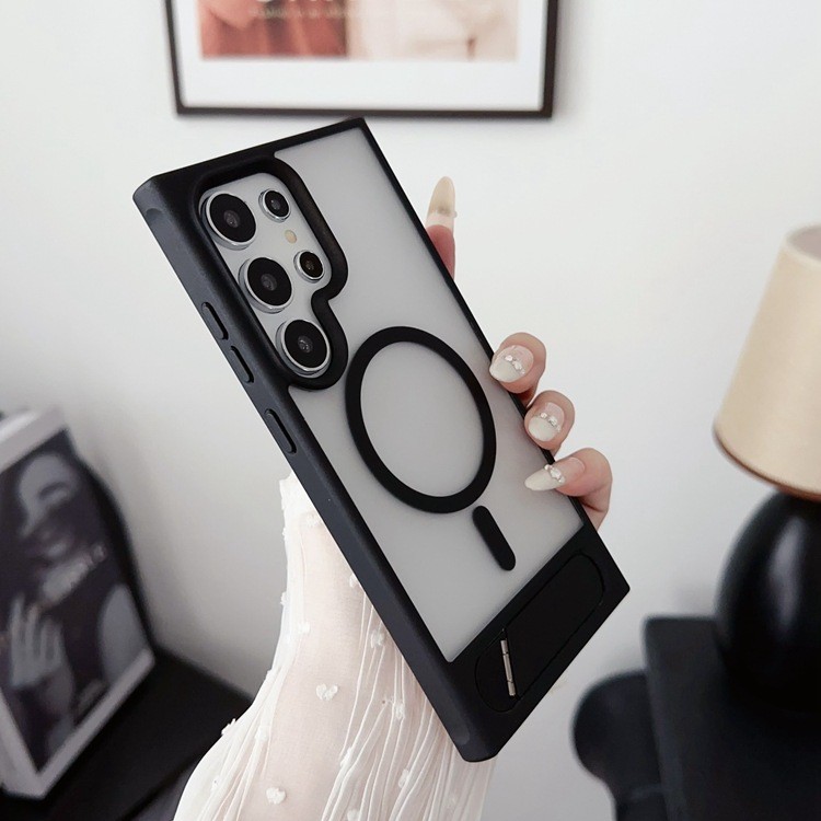 Folding Metal Bracket Phone Case Magnetic Skin Feeling