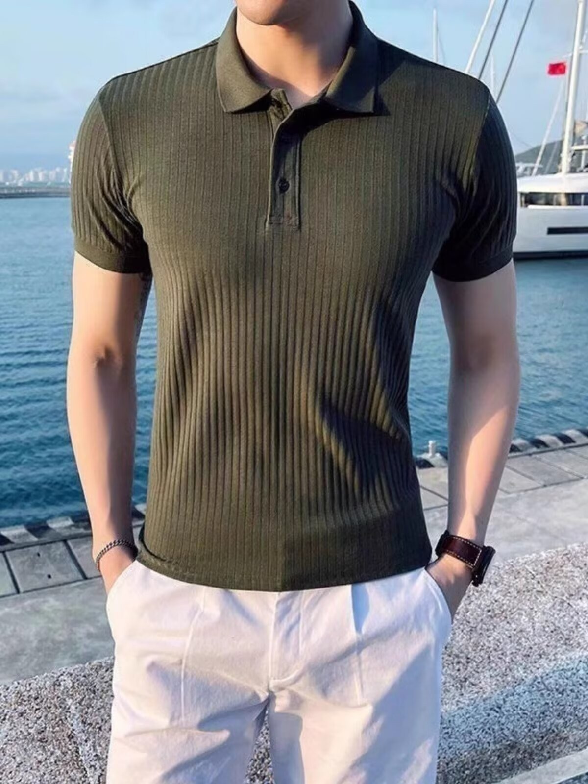 Summer Men's Lapel Casual Men's Top