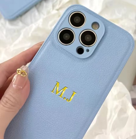 Personalized Gold-embossed Name Luxury Leather Phone Case