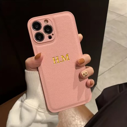 Personalized Gold-embossed Name Luxury Leather Phone Case