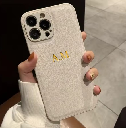 Personalized Gold-embossed Name Luxury Leather Phone Case