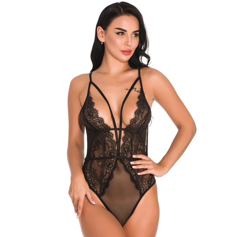 Women's Lace Mesh Sexy Sleepwear Jumpsuit