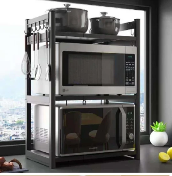 Microwave Rack 3 Tier Stand Black