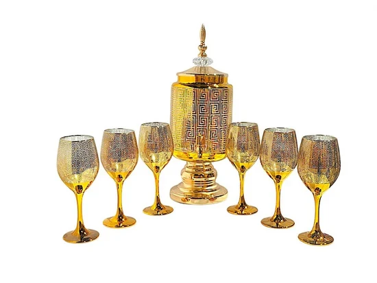 Juice Dispenser and Cup Set 7pc 6020-Golden-2