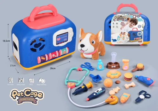 PET CAGE WITH LIGHTING AND MUSIC PLAY PRETEND 21PCS SET