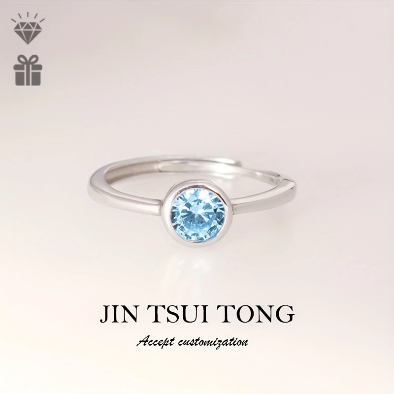 Sterling Silvery Charm Ring with Sparkling Blue Zirconia Elegant Design for Women, Perfect for Daily Wear and Special Occasions