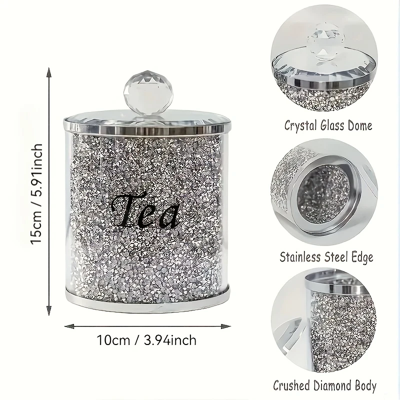 1 Set of 3 Pcs Glass Candy Jar  European Style Crystal Glass Tea, Coffee, Sugar, Dried Fruit, and Seasoning Storage Jar Set