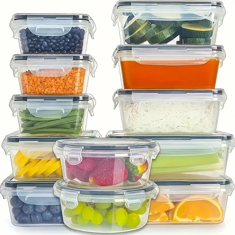 LDQ 12pcs BPA-Free Leak-Proof Food Storage Set  Airtight PP Containers with Snap Lock, Microwave Safe for Fresh Produce, Snacks, and More
