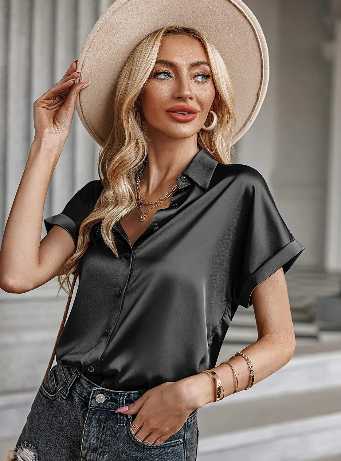Black Button Up Shirt Silk