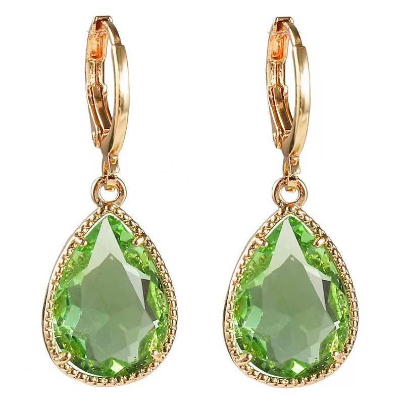 Glass Water Drop Copper Colorful Rare Earth Earrings