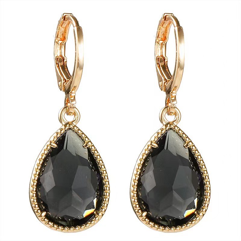 Glass Water Drop Copper Colorful Rare Earth Earrings