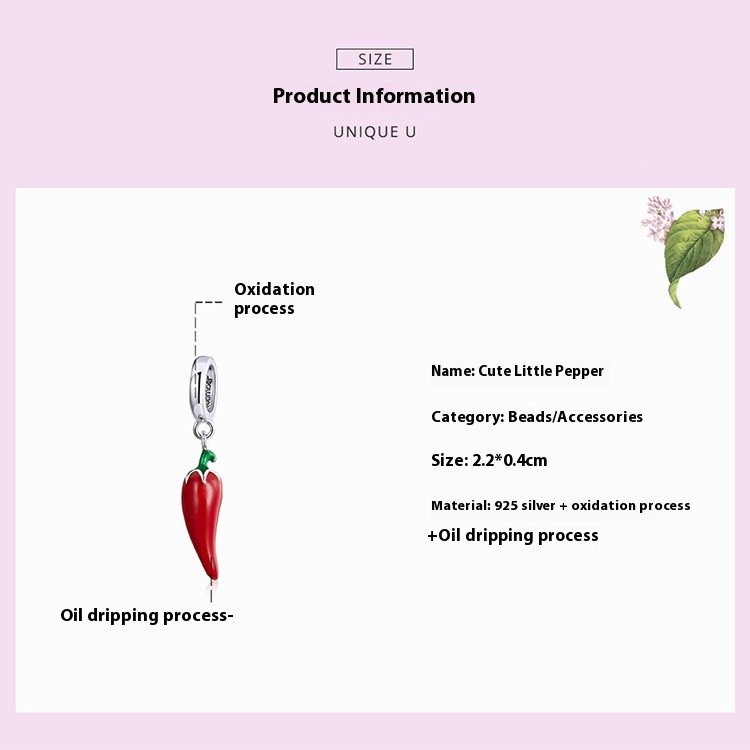 Korean Style Pepper S925 Sterling Silver Pendant