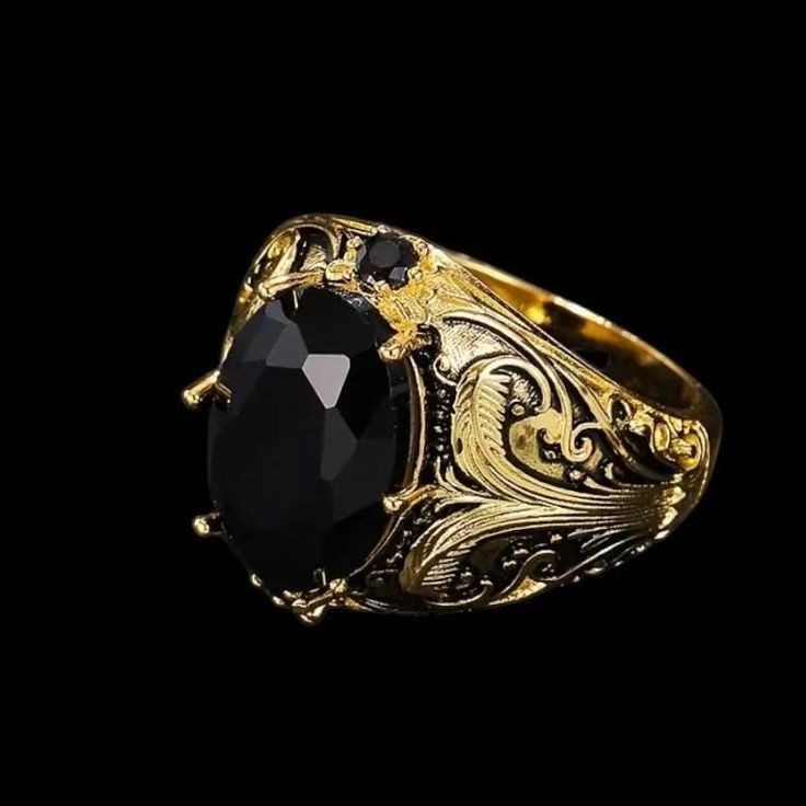 Pattern Geometric Imitation Ink Color Gem Ornament Men's Wide Face Ring