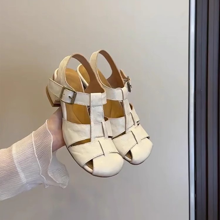 French Gentle Commuter Roman Shoes Women's Outer Wear Woven