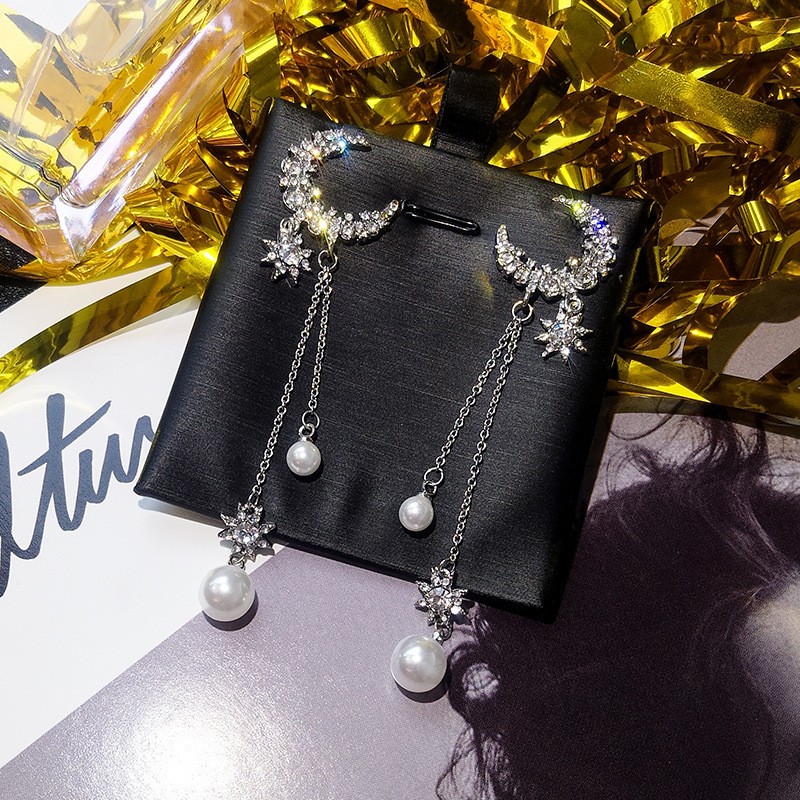 All-matching Long XINGX Tassel Full-jeweled Stud Earrings