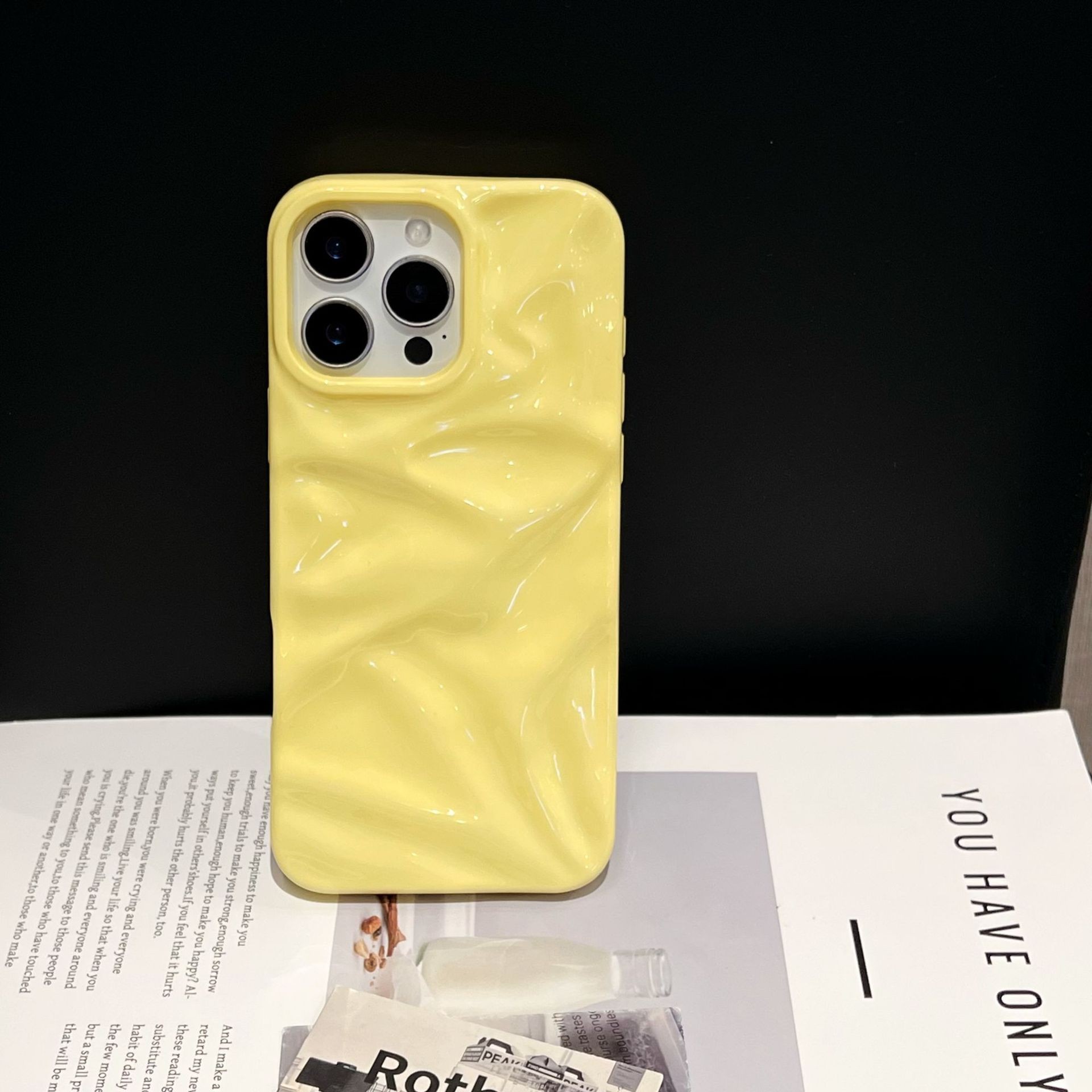 Ins Style Three-dimensional Pleated Pattern Macaron Color Series Phone Case