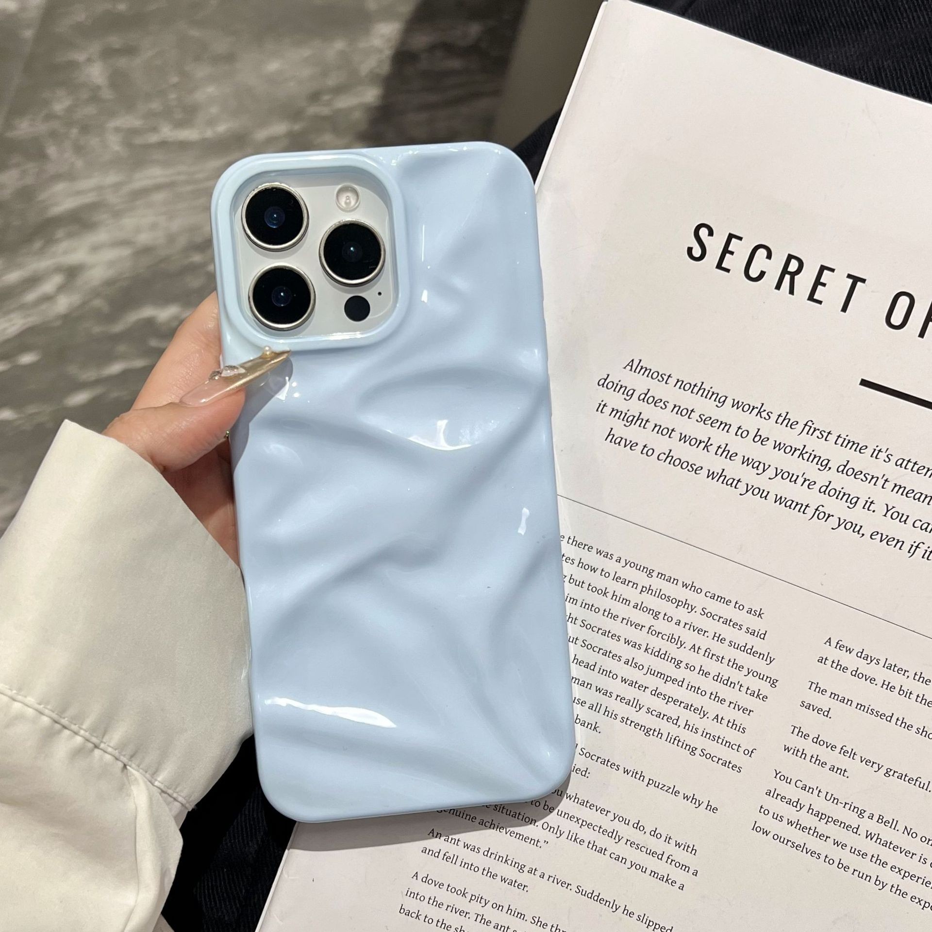 Ins Style Three-dimensional Pleated Pattern Macaron Color Series Phone Case