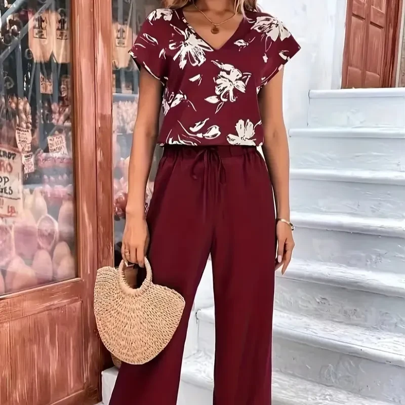 Women's Casual Printed Fashion Two-piece Suit