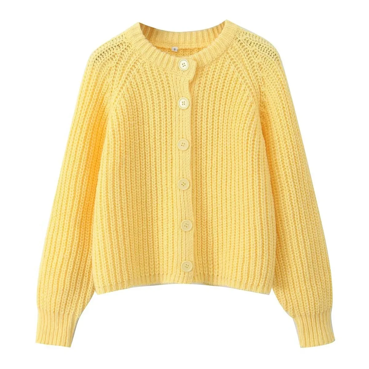 Women's Puff Sleeve Knitted Cardigan Sweater