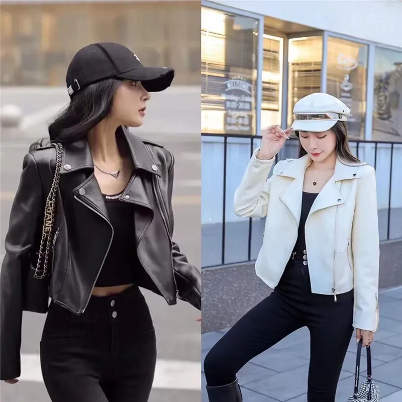 Fashion Black Jacket Lapel High Waist Zipper