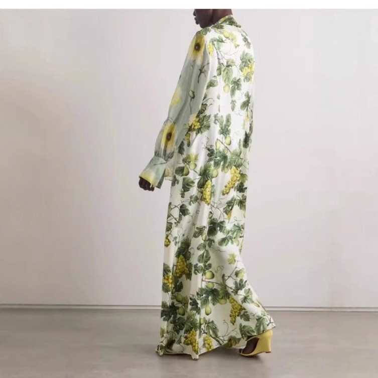Women's Printed Pleated Dignified Flowers Dress