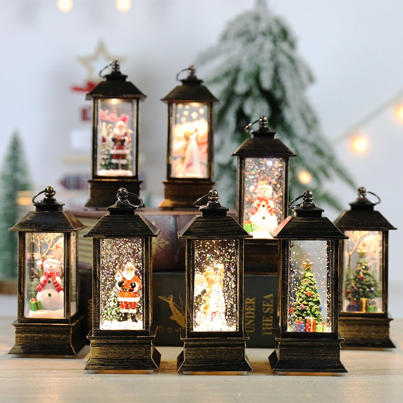 Christmas Storm Lantern Crystal Lamp Santa Claus Lights Christmas