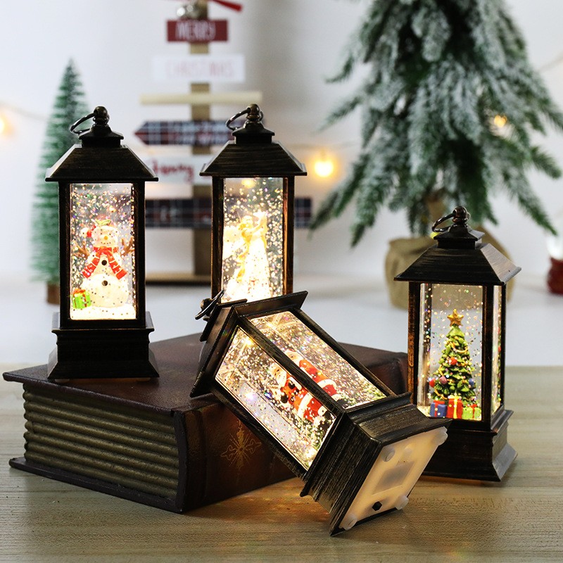 Christmas Storm Lantern Crystal Lamp Santa Claus Lights Christmas